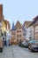 View to half timbered houses in the historic old town of Buedingen, Germany