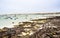 View to harbor village Corralejo in Fuerteventura with boats