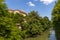 View to Hohentuebingen Castle from the avenue bridge