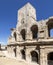 View to huge walls of famous arena in Arles