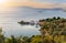 View to the idyllic bay of Tzasteni near the village of Milina in South Pelion