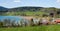 View to idyllic lake tegernsee at springtime