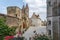 View to the inner yard of medieval castle of Chateauneuf-en-Auxois town, France