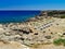 View to Kalithea beach in Rhodes island.