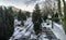 A view to Lagard cemetery from a pedestrian bridge during unusual cold winter in Stavanger city