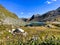 View to a Lake on the Flueelapass in Switzerland