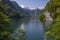 View to lake Königssee from viewpoint Malerwinkel during summer, Berchtesgaden Bavaria