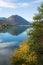 View to lake sylvenstein and karwendel mountains