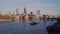 View to London City from the Thames embankment. With The Walkie Talkie building.