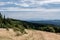 view to Mala Fatra mountain range from Radhost hill in Moravskoslezske Beskydy mountains in Czech republic