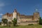 View to the medieval castle of Chateauneuf-en-Auxois town