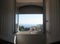 View to the Mediterranean Sea through the open window, cote d`Azur, France