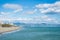 A view to Mediterranean sea and Torremolinos beaches with mountains on the background