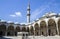 View to Minaret from Courtyard of Suleymaniye Mosque an old Ottoman imperial mosque. Istanbul