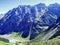 View to the Mittler Selbsanft Plattas Alvas peak in mountain mass Glarus Alps