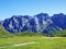 View to the Mittler Selbsanft Plattas Alvas peak in mountain mass Glarus Alps