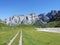 View to the Mittler Selbsanft Plattas Alvas peak in mountain mass Glarus Alps