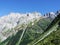 View to the Mittler Selbsanft Plattas Alvas peak in mountain mass Glarus Alps