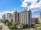 view to modern buildings with street crossing in Brasilia