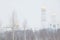 View to Moscow Kremlin in a snowy winter day