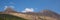 View to mountains surrounding Glencoe Village Glen Coe Scotland UK panorama