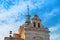 A view to an old decorated bell tower of an ancient catolic church Ermita del Santisimo Cristo de la Veracruz of XVIII century