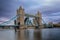 View to the open Tower Bridge in London