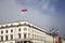 view to parliament of Hesse in Wiesbaden, a former castle, with Hesse Flag at roof top