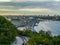 View to Podil District in Kyiv City from the Pedestrian Bridge in the evening