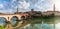 View to the Ponte Pietra Bridge in Verona, Veneto, Italy,