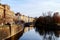 View to the Prague Slavic island with Zofin palace from Legii bridge