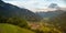 View to Prattigau valley at early evening, tourist resort Saas, swiss alps Grisons
