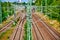 View to railway tracks of the Deutsche Bahn with catenaries