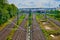 View to railway tracks of the Deutsche Bahn with catenaries