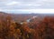 View To Red Colored Trees At Lake Lure And Broad River During Indian Summer From Chimney Rock North Carolina