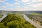 View to river Moselle and Marienburg Castle near village Puenderich - Mosel wine region in Germany