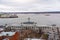 View to River terminal andSpit, rivers Volga and Oka, Nizhny Novgorod, Russia