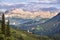 A view to the Rosengarten in Italian Catinaccio group in the Dolomites, Italy