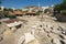 View to the ruins of the Mausoleum of Mausolus, one of the Seven wonders of the ancient world in Bodrum, Turkey.