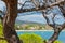 View to Sant Pol beach in the Village of Sant Feliu de Guixols at Costa Brava in Catalonia,Mediterranean Sea,Spain