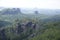 View to the Schrammsteine mountains from Carolafelsen, Saxon Switzerland