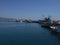 View to sea dock with little fishing boats floating