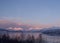 View to the sea and mountains cowered by snow in the North