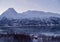 View to the sea and mountains cowered by snow in the North