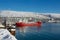 View to the ships at the harbor of Tromso, Norway.