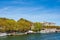 View to ships on the river Seine in Paris, France