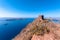 View to Skaros Rock in Santorini in Greece