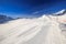 View to Ski slopes with the corduroy pattern and ski chairlifts