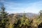 View to Skrzyczne hill from Zielony Kopiec hill in autumn Beskid Slaski mountains in Poland