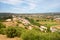 View to small town of Aljezur with traditional portuguese houses and rural landscape, Algarve Portugal